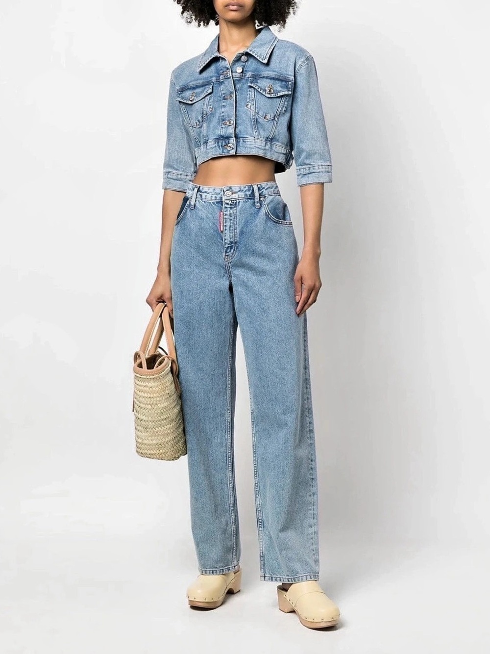 Moschino High Waisted Wide Leg Jeans Blue Size 27 New with Tags